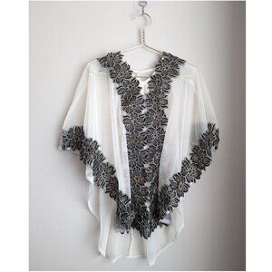 Unbranded 3D applique floral sheer mesh polka dot cape